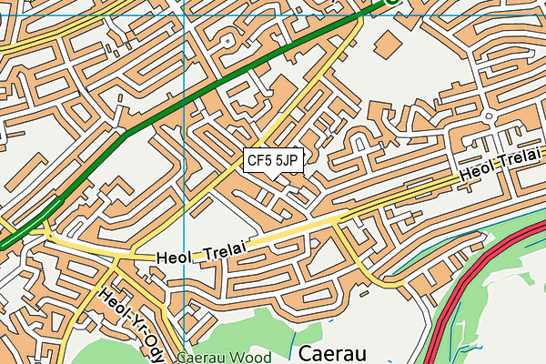 CF5 5JP map - OS VectorMap District (Ordnance Survey)