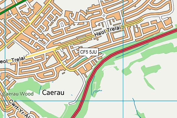 CF5 5JU map - OS VectorMap District (Ordnance Survey)