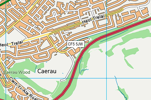 CF5 5JW map - OS VectorMap District (Ordnance Survey)