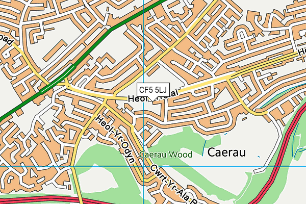 CF5 5LJ map - OS VectorMap District (Ordnance Survey)