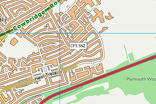CF5 5NZ map - OS VectorMap District (Ordnance Survey)
