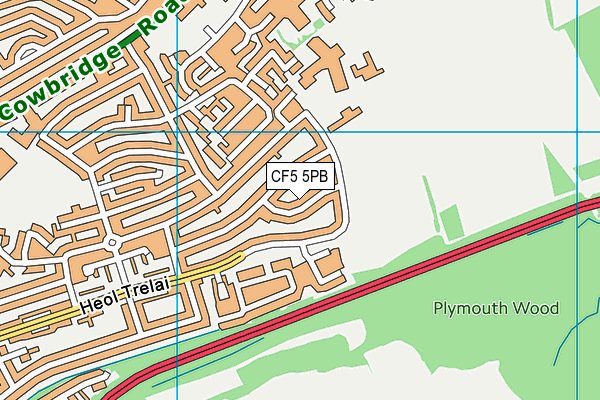 CF5 5PB map - OS VectorMap District (Ordnance Survey)