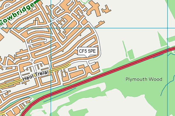 CF5 5PE map - OS VectorMap District (Ordnance Survey)