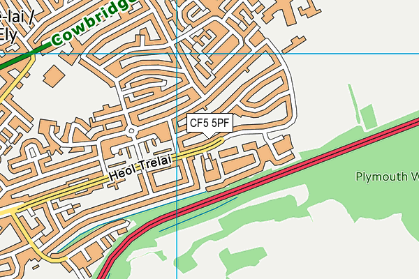 CF5 5PF map - OS VectorMap District (Ordnance Survey)