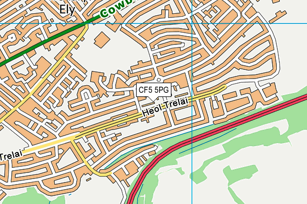 CF5 5PG map - OS VectorMap District (Ordnance Survey)