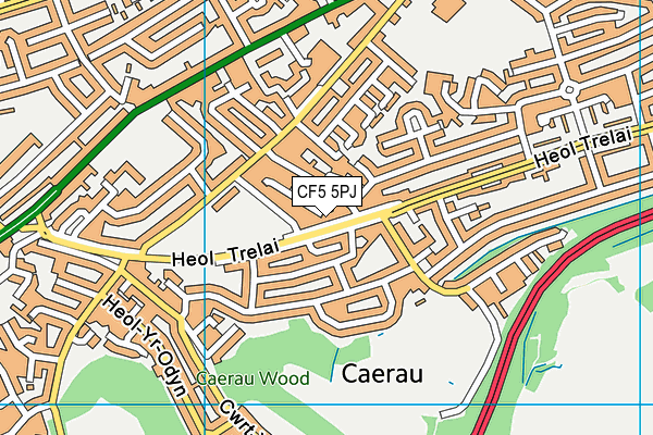 CF5 5PJ map - OS VectorMap District (Ordnance Survey)