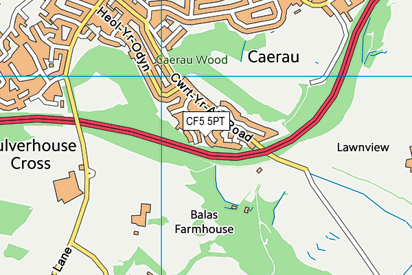 CF5 5PT map - OS VectorMap District (Ordnance Survey)