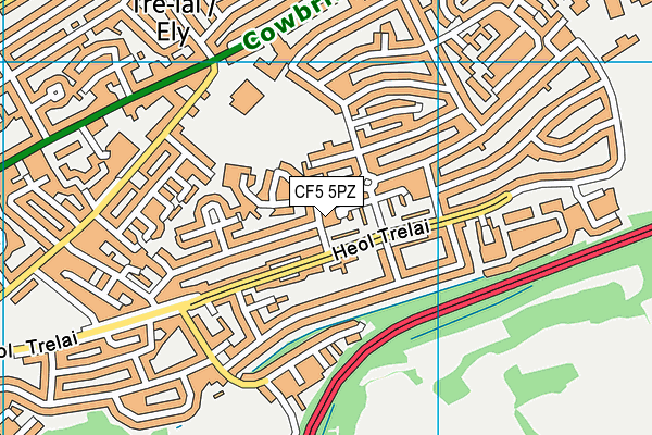 CF5 5PZ map - OS VectorMap District (Ordnance Survey)