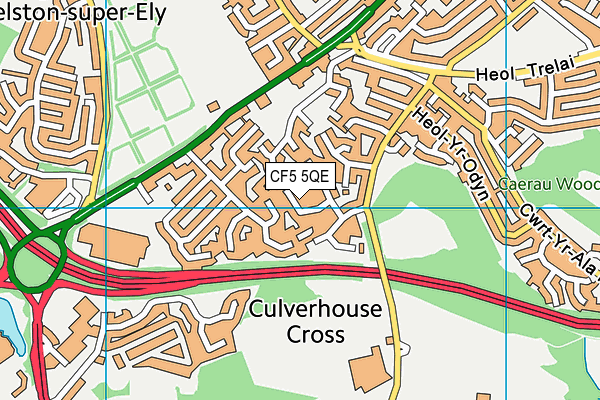 CF5 5QE map - OS VectorMap District (Ordnance Survey)