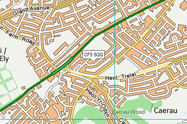 CF5 5QG map - OS VectorMap District (Ordnance Survey)