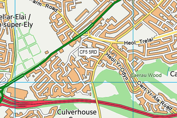 CF5 5RD map - OS VectorMap District (Ordnance Survey)