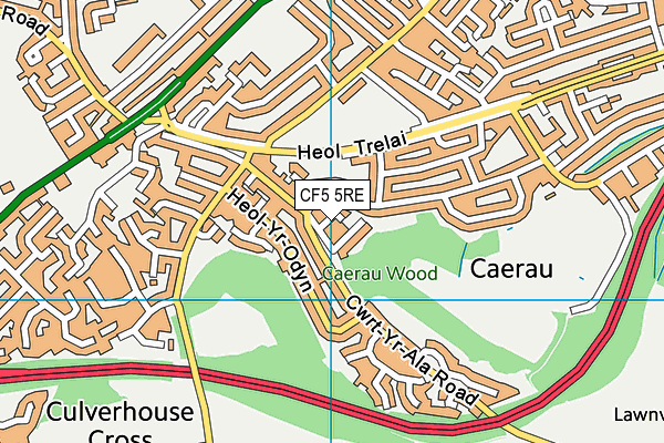 CF5 5RE map - OS VectorMap District (Ordnance Survey)