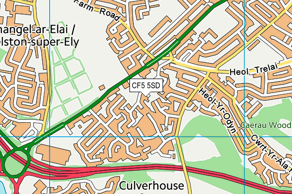 CF5 5SD map - OS VectorMap District (Ordnance Survey)