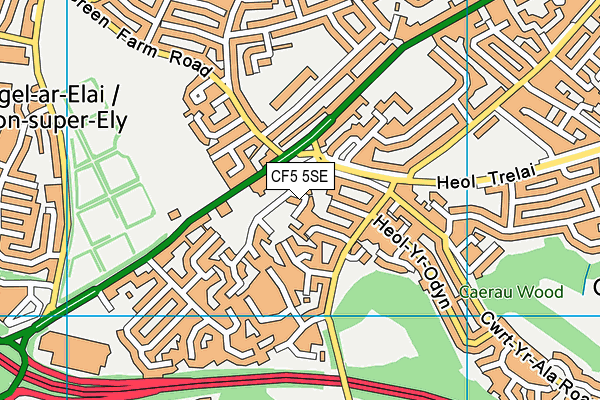 CF5 5SE map - OS VectorMap District (Ordnance Survey)