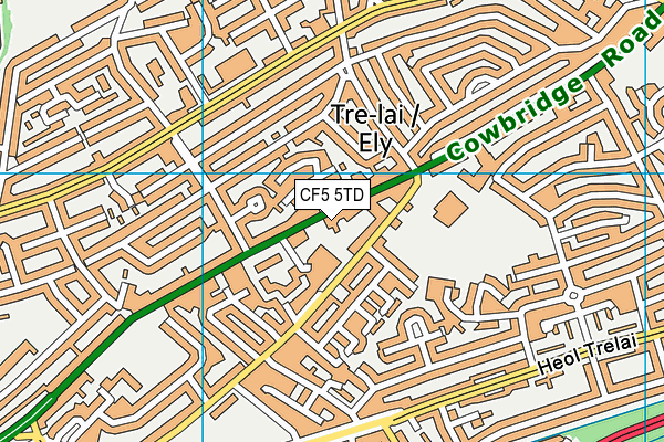 CF5 5TD map - OS VectorMap District (Ordnance Survey)