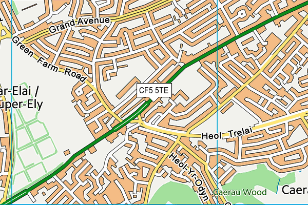 CF5 5TE map - OS VectorMap District (Ordnance Survey)