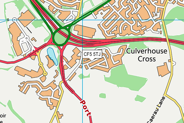 CF5 5TJ map - OS VectorMap District (Ordnance Survey)