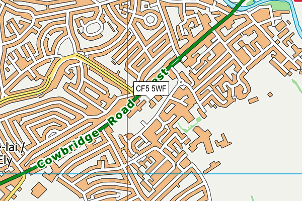 CF5 5WF map - OS VectorMap District (Ordnance Survey)