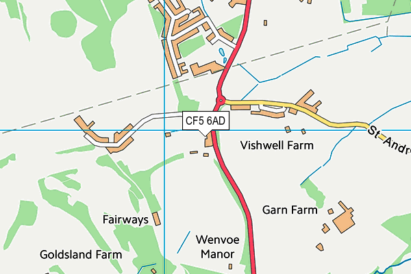 CF5 6AD map - OS VectorMap District (Ordnance Survey)