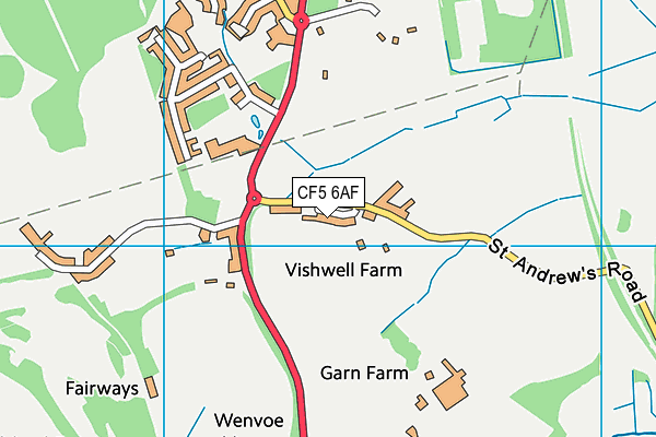 CF5 6AF map - OS VectorMap District (Ordnance Survey)