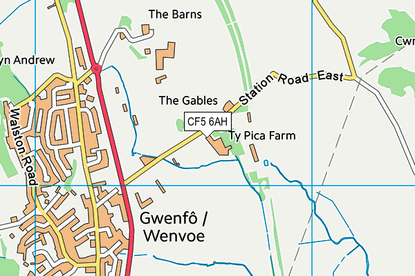 CF5 6AH map - OS VectorMap District (Ordnance Survey)