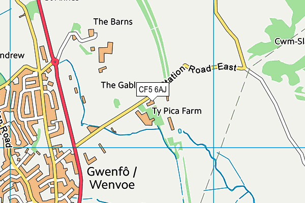 CF5 6AJ map - OS VectorMap District (Ordnance Survey)