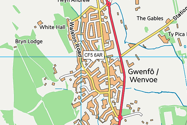 CF5 6AR map - OS VectorMap District (Ordnance Survey)