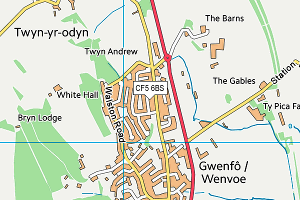 CF5 6BS map - OS VectorMap District (Ordnance Survey)