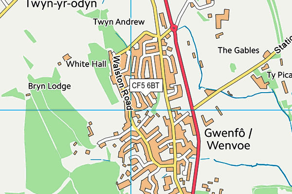 CF5 6BT map - OS VectorMap District (Ordnance Survey)