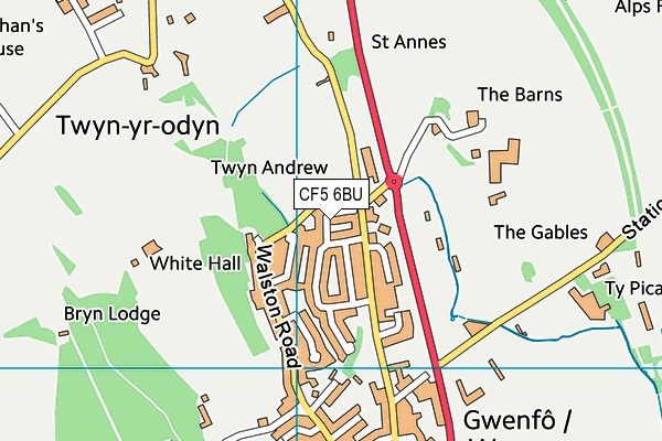 CF5 6BU map - OS VectorMap District (Ordnance Survey)