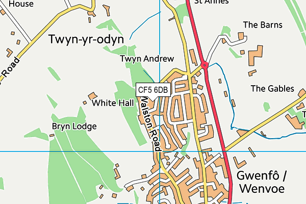 CF5 6DB map - OS VectorMap District (Ordnance Survey)