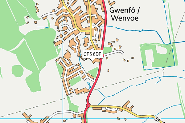 CF5 6DF map - OS VectorMap District (Ordnance Survey)