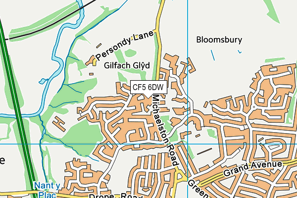 CF5 6DW map - OS VectorMap District (Ordnance Survey)