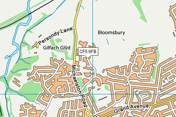 CF5 6FB map - OS VectorMap District (Ordnance Survey)