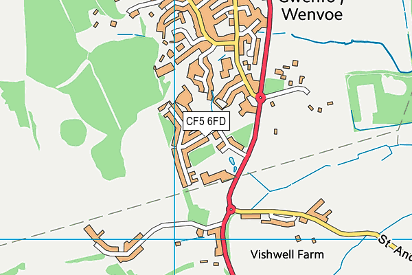 CF5 6FD map - OS VectorMap District (Ordnance Survey)