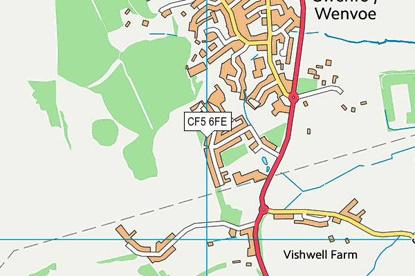 CF5 6FE map - OS VectorMap District (Ordnance Survey)