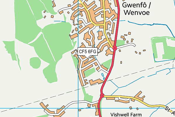 CF5 6FG map - OS VectorMap District (Ordnance Survey)