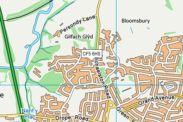 CF5 6HS map - OS VectorMap District (Ordnance Survey)