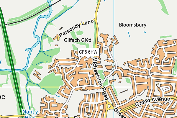 CF5 6HW map - OS VectorMap District (Ordnance Survey)