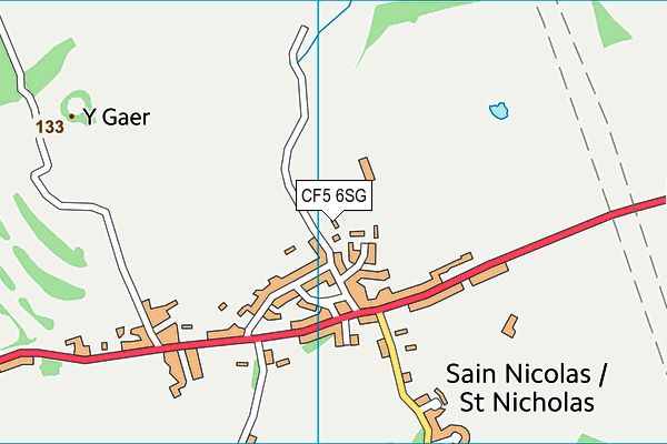 St Nicholas C.I.W. Primary map (CF5 6SG) - OS VectorMap District (Ordnance Survey)