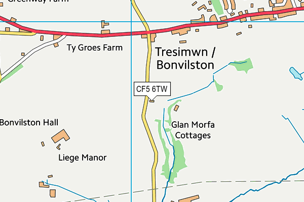 CF5 6TW map - OS VectorMap District (Ordnance Survey)