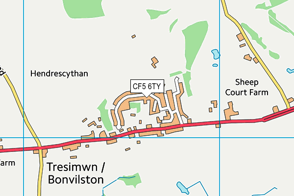 CF5 6TY map - OS VectorMap District (Ordnance Survey)