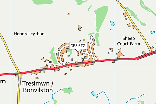 CF5 6TZ map - OS VectorMap District (Ordnance Survey)