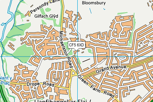 CF5 6XD map - OS VectorMap District (Ordnance Survey)