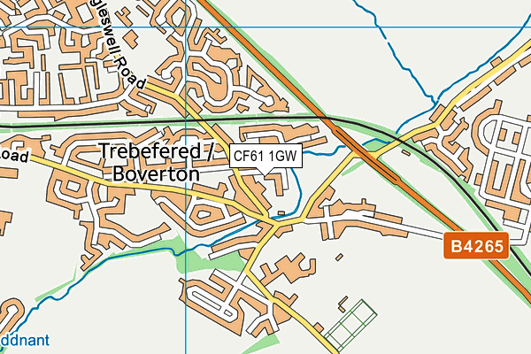 CF61 1GW map - OS VectorMap District (Ordnance Survey)