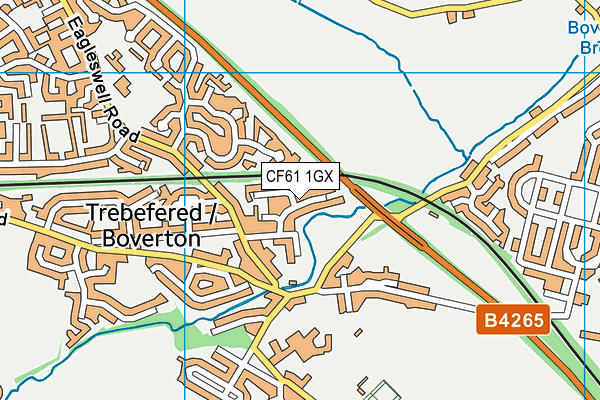 CF61 1GX map - OS VectorMap District (Ordnance Survey)