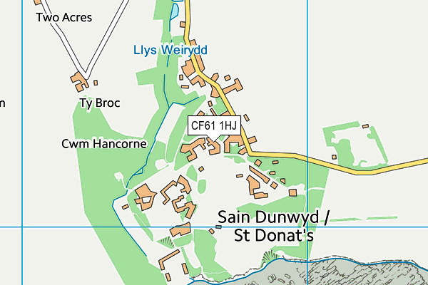 CF61 1HJ map - OS VectorMap District (Ordnance Survey)