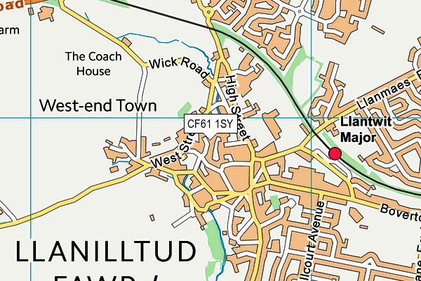 CF61 1SY map - OS VectorMap District (Ordnance Survey)