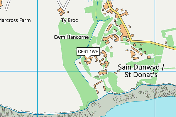 CF61 1WF map - OS VectorMap District (Ordnance Survey)