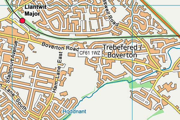 CF61 1WZ map - OS VectorMap District (Ordnance Survey)